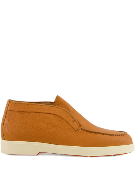  Santoni Leather Slip-on Boots - Brown 