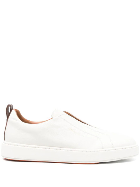  Santoni Logo-print Leather Sneakers - Neutrals 