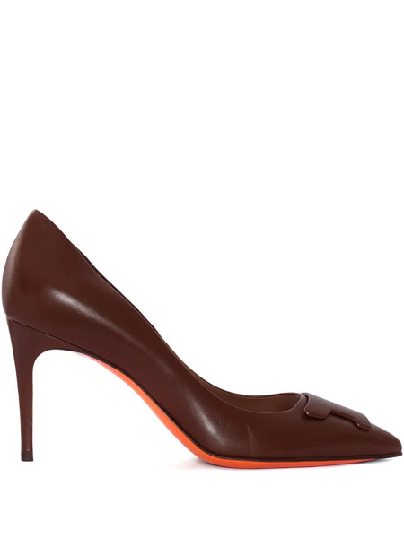  Santoni 85mm Leather Pumps - Brown 