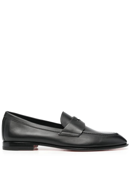  Santoni Penny Leather Loafers - Black 