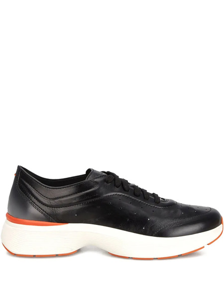 Santoni Perforated Leather Low-top Sneakers - Black 