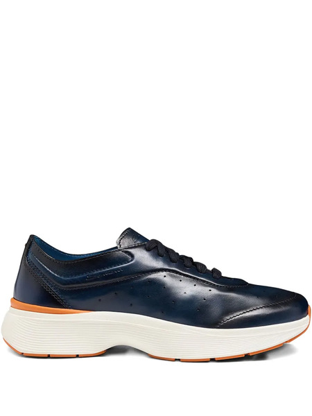  Santoni Perforated Leather Sneakers - Blue 