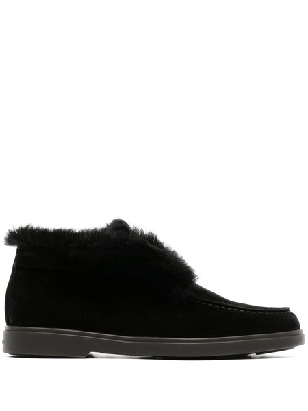  Santoni Slip-on Shearling Loafers - Black 