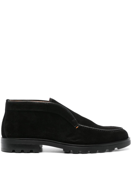  Santoni Slip-on Suede Boots - Black 