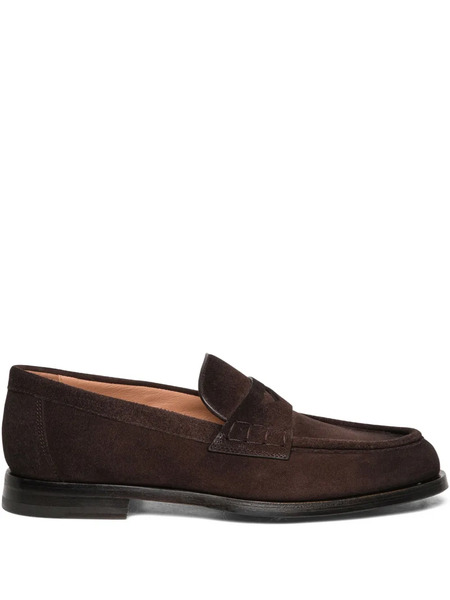  Santoni Suede Penny Loafers - Brown 
