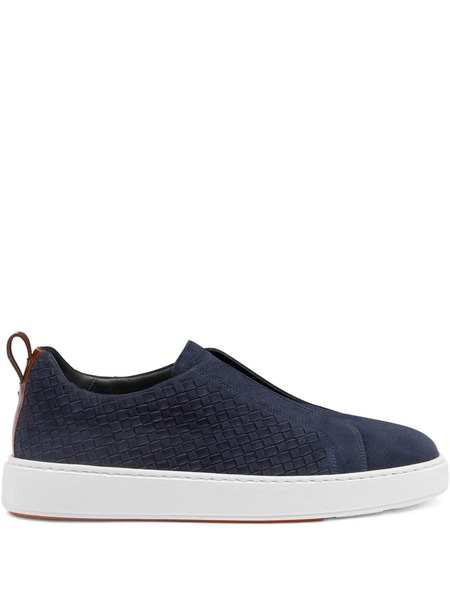  Santoni Woven Suede Slip-on Sneakers - Blue 