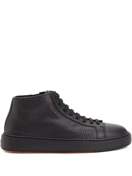  Santoni Zip-up Leather Sneakers - Black 
