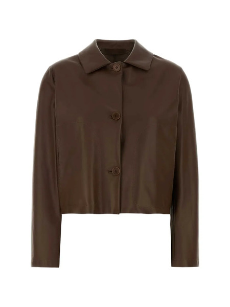  Santoro Buttoned Leather Jacket - Brown 