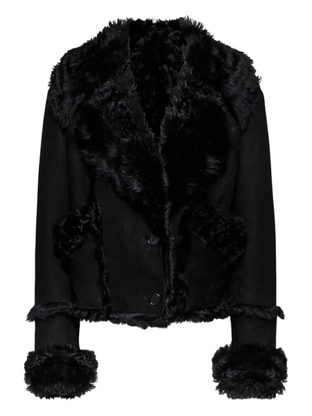  Santoro Fur Leather Jacket - Black 