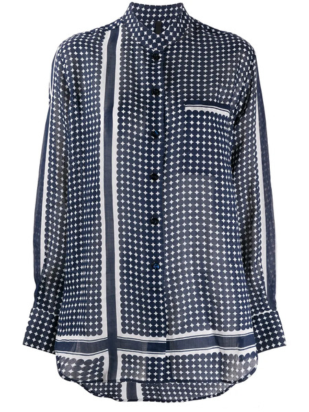  Sara Lanzi Geometric-print Long-sleeved Shirt - Blue 