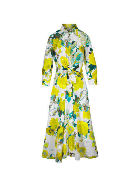  Sara Roka Floral-pattern Belted Dress - Yellow 