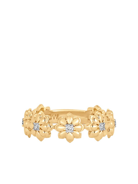  Sara Weinstock 18k Yellow Gold Diamond Flower Ring 