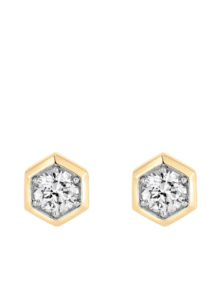  Sara Weinstock 18k Yellow Gold Honeycomb Diamond Stud Earrings 
