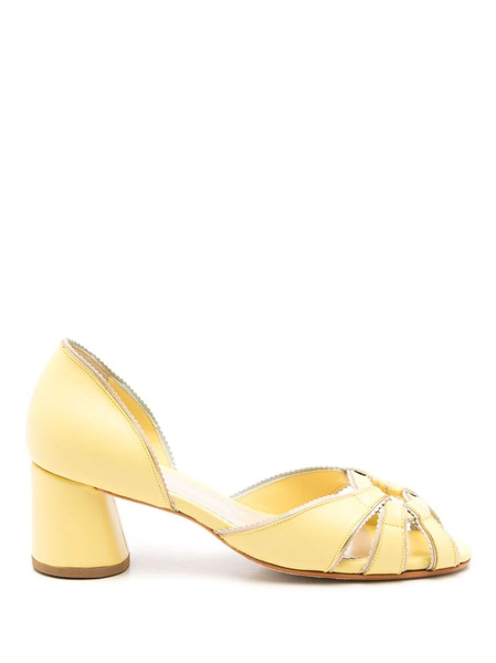  Sarah Chofakian Carrie 55mm Open-toe Pumps - Yellow 
