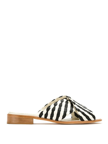  Sarah Chofakian Leather Flat Sandals - Black 