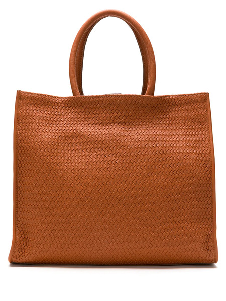  Sarah Chofakian Leather Woven Tote Bag - Brown 