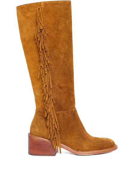  Sarah Chofakian 55mm Fringed Suede Knee-high Boots - Brown 