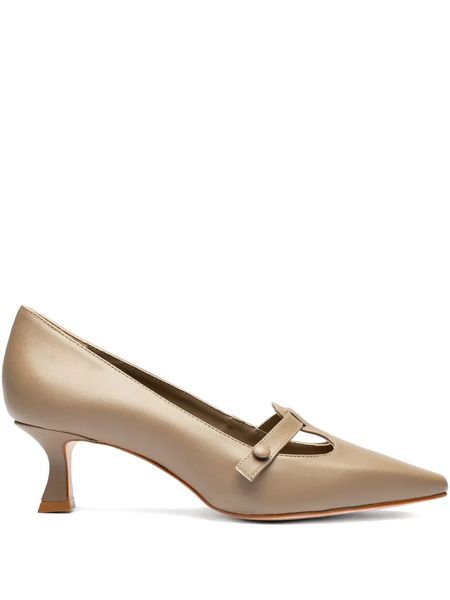 Sarah Chofakian 45mm Pointed-toe Button Pumps - Brown 