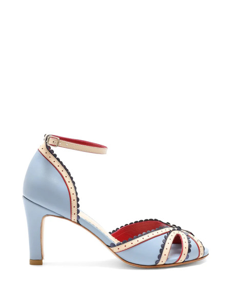  Sarah Chofakian Porto Ankle Strap Cutout Sandals - Blue 