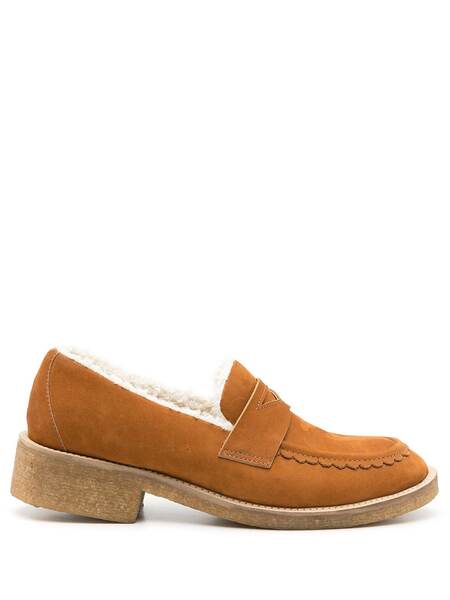  Sarah Chofakian Pullman Shearling-trimmed Loafers - Brown 