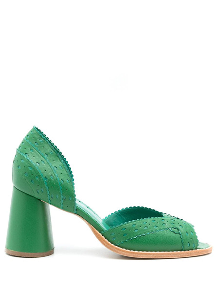  Sarah Chofakian Secret Garden Leather Pumps - Green 