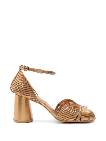  Sarah Chofakian Twiggy Metallic Sandals - Gold 
