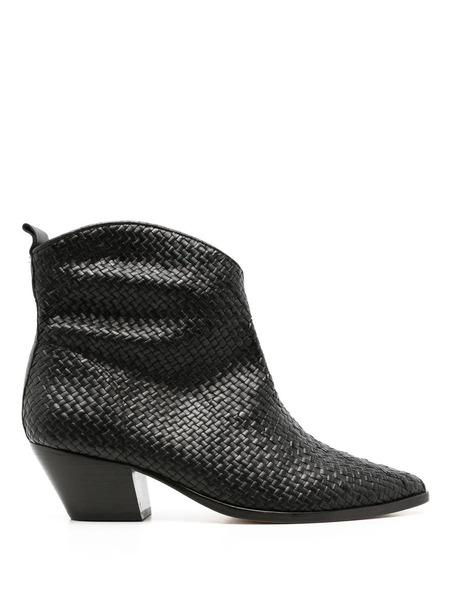  Sarah Chofakian Valentina Interwoven Leather Boots - Black 