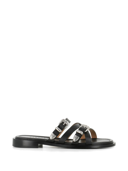  Sartore Buckle-strap Flat Sandals - Black 