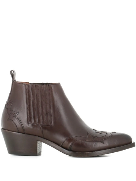  Sartore Embroidered Leather Boots - Brown 