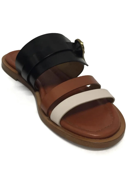  Sartore Leather Buckle Slides - Brown 