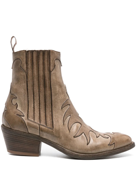  Sartore 45mm Leather Cowboy Boots - Brown 