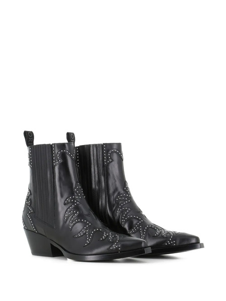  Sartore 50mm Studded Leather Boots - Black 