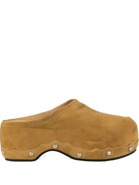  Sartore Scalloped Suede Clogs - Yellow 
