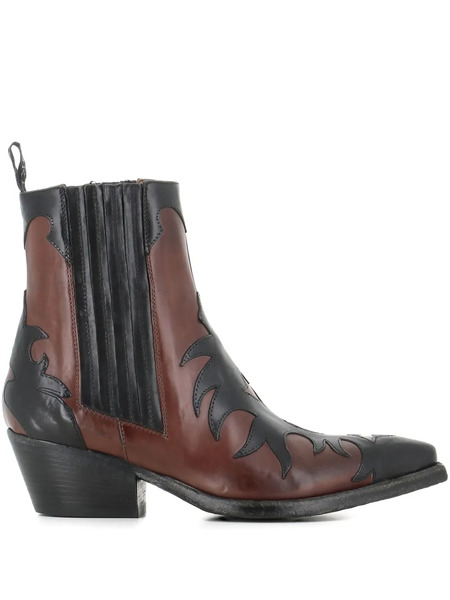  Sartore Sr3651 Leather Flame-pattern Boots - Brown 