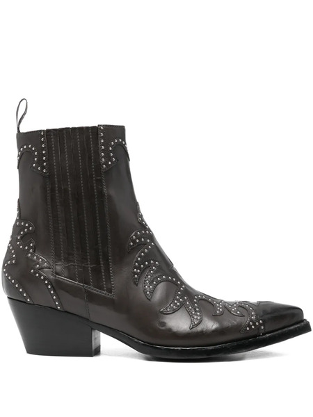  Sartore Studded Ponted-toe Boots - Grey 
