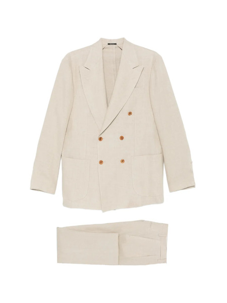  Sartorio Napoli Long-sleeve Double-breasted Suit - Neutrals 