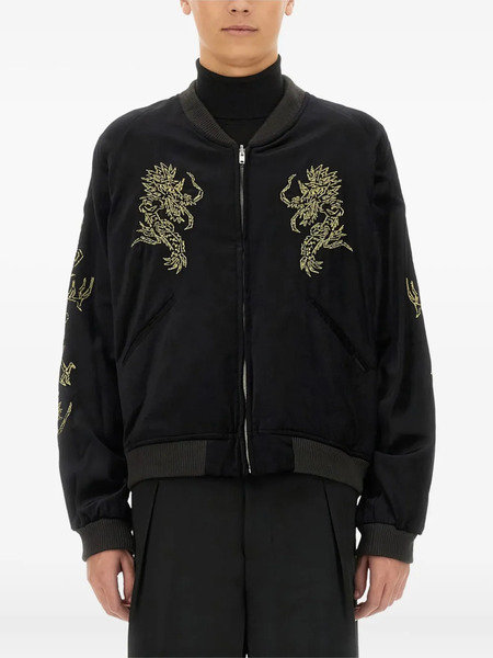  Sasquatchfabrix. Dragon-embroidered Bomber Jacket - Black 