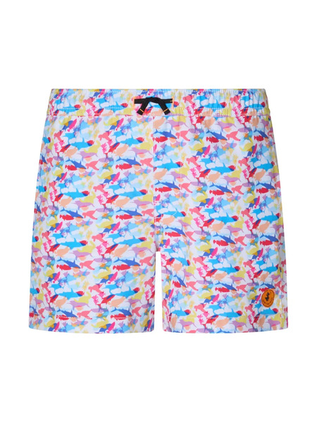  Save The Duck Kids Getu Shark-print Swim Shorts - Blue 