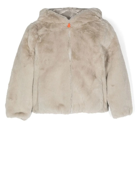  Save The Duck Kids Hooded Faux Fur Jacket - Neutrals 