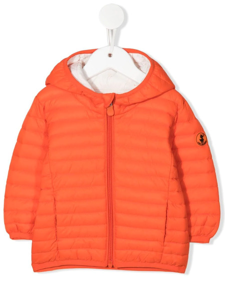  Save The Duck Kids Hooded Zip-up Quilted Jacket - Orange 