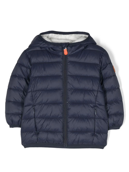 Save The Duck Kids Logo-patch Padded Hooded Jacket - Blue 
