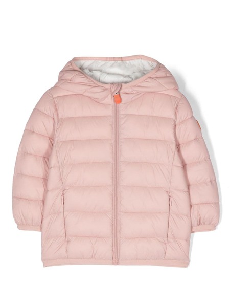  Save The Duck Kids Logo-patch Padded Hooded Jacket - Pink 
