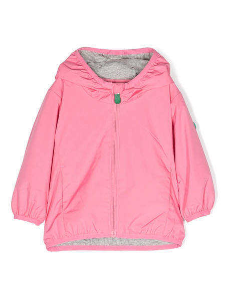  Save The Duck Kids Logo-patch Recycled-polyester Hoodie Jacket - Pink 