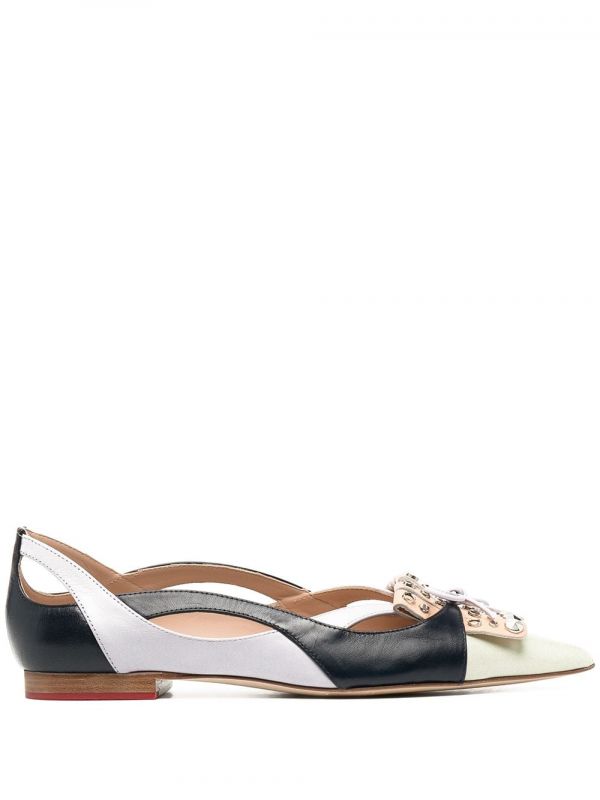  Scarosso Bow-detail Pointed-toe Ballerina Shoes - Neutrals 