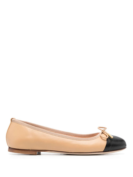  Scarosso Contrasting-toecap Leather Ballerina Shoes - Neutrals 