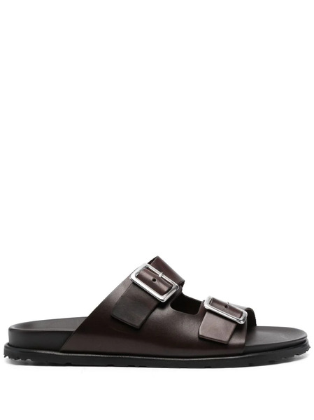  Scarosso Leather Buckle Sandals - Brown 