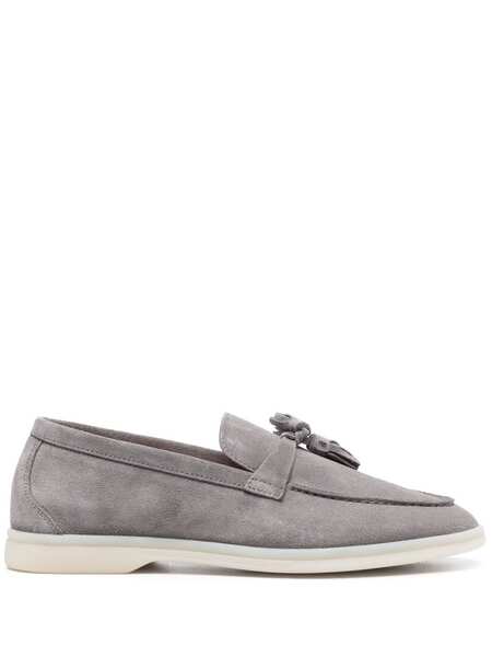  Scarosso Tassel-detail Suede Loafers - Grey 