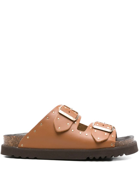  Scholl Beatriz Studded Double-buckle Sandals - Brown 