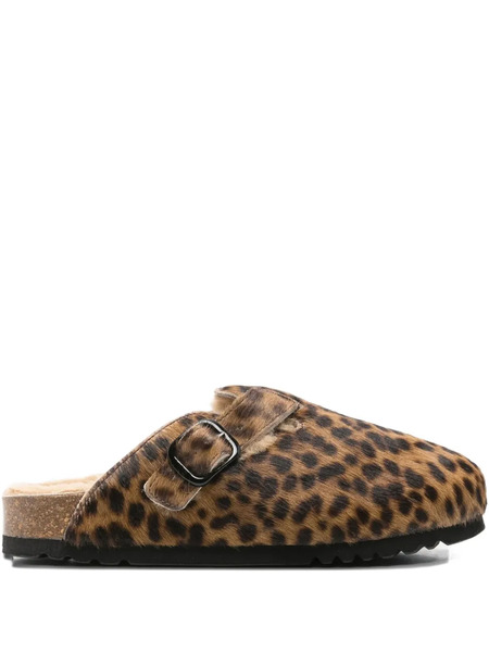  Scholl Fae Leopard-print Buckle Mules - Brown 
