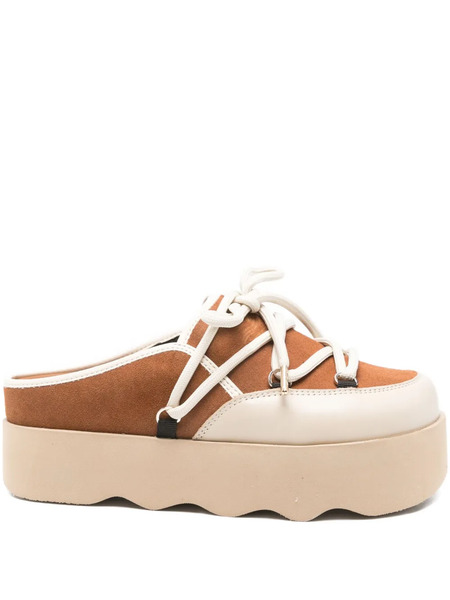  Scholl Lace-up Platform Slippers - Brown 